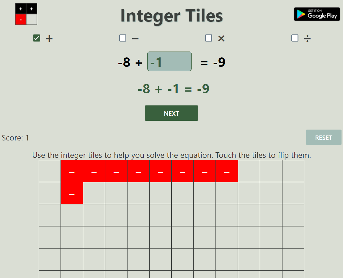 Integer Operations with Tiles
